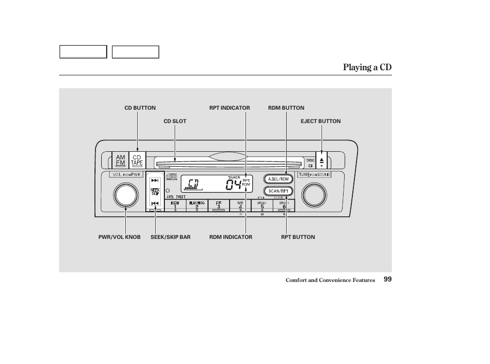 Playing a cd | HONDA 2004 Civic Hybrid - Owner's Manual User Manual | Page 102 / 231