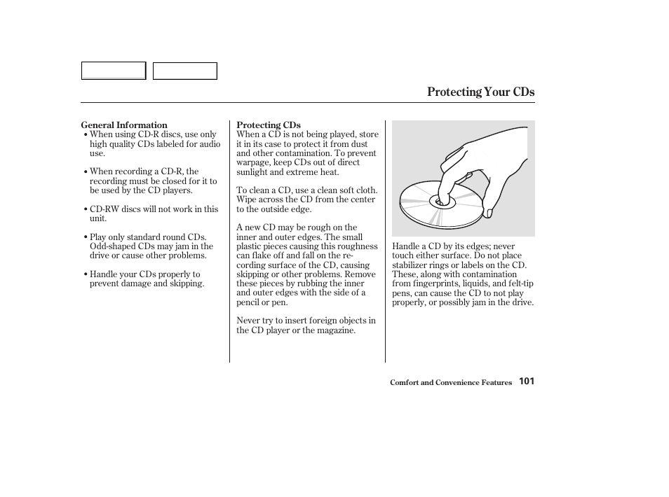 Protecting your cds | HONDA 2004 Civic Hybrid - Owner's Manual User Manual | Page 104 / 231