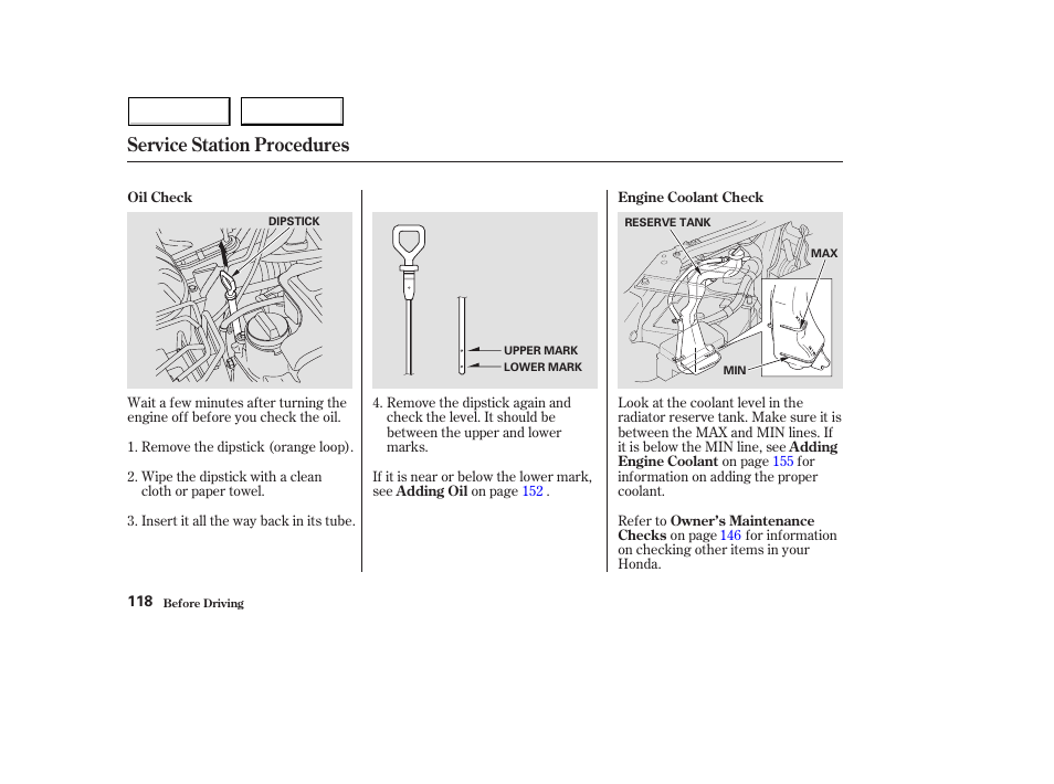 Service station procedures | HONDA 2004 Civic Hybrid - Owner's Manual User Manual | Page 121 / 231