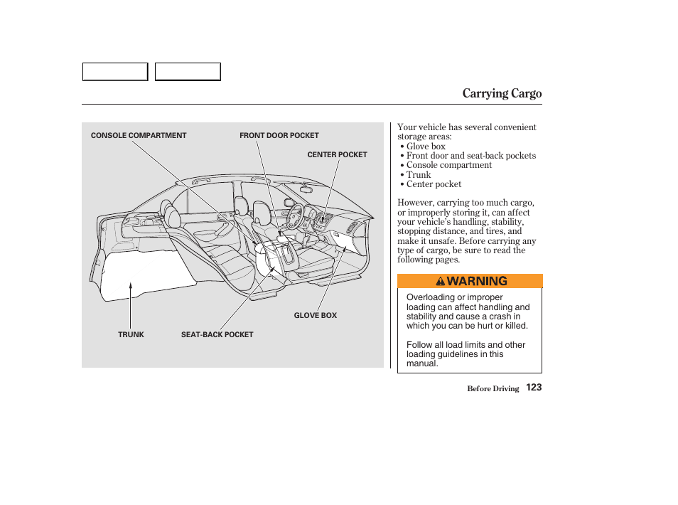 Carrying cargo | HONDA 2004 Civic Hybrid - Owner's Manual User Manual | Page 126 / 231