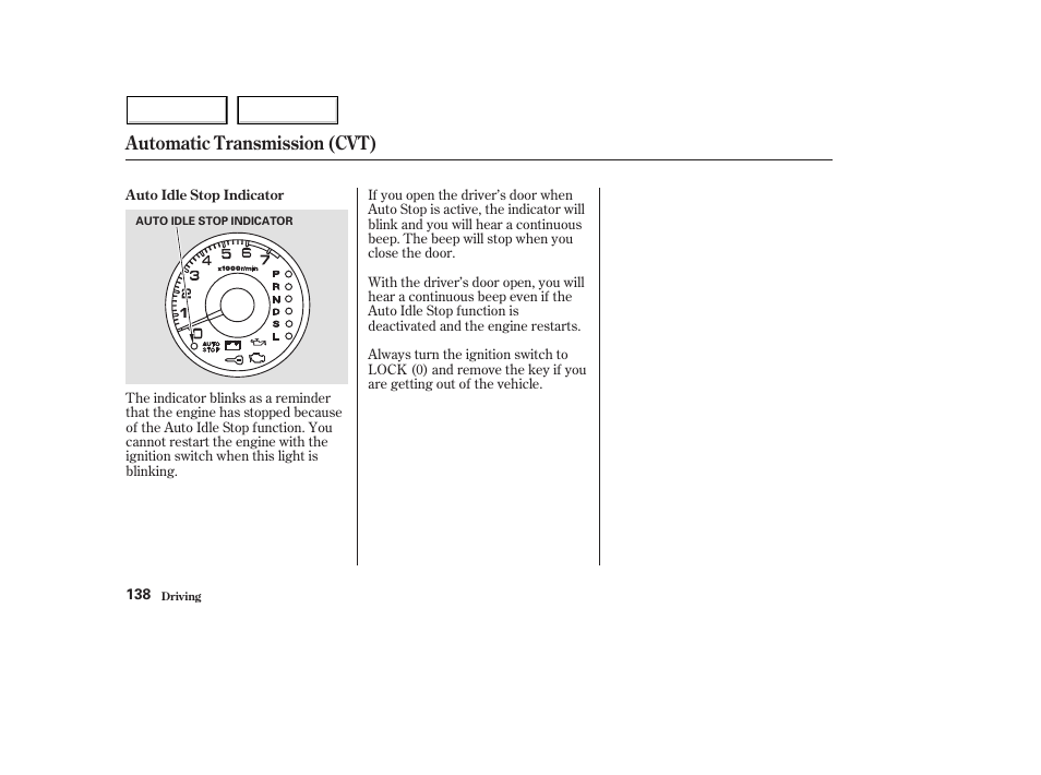 Automatic transmission (cvt) | HONDA 2004 Civic Hybrid - Owner's Manual User Manual | Page 141 / 231