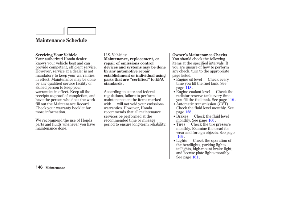 Maintenance schedule | HONDA 2004 Civic Hybrid - Owner's Manual User Manual | Page 149 / 231