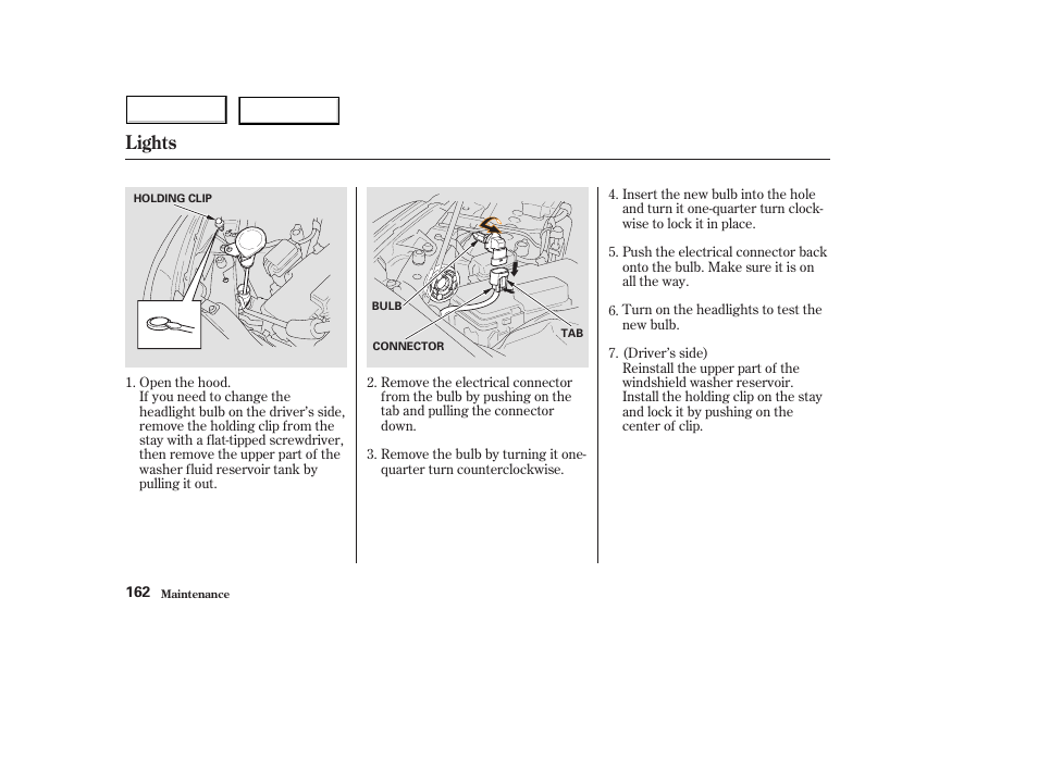 Lights | HONDA 2004 Civic Hybrid - Owner's Manual User Manual | Page 165 / 231