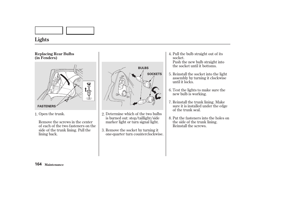 Lights | HONDA 2004 Civic Hybrid - Owner's Manual User Manual | Page 167 / 231