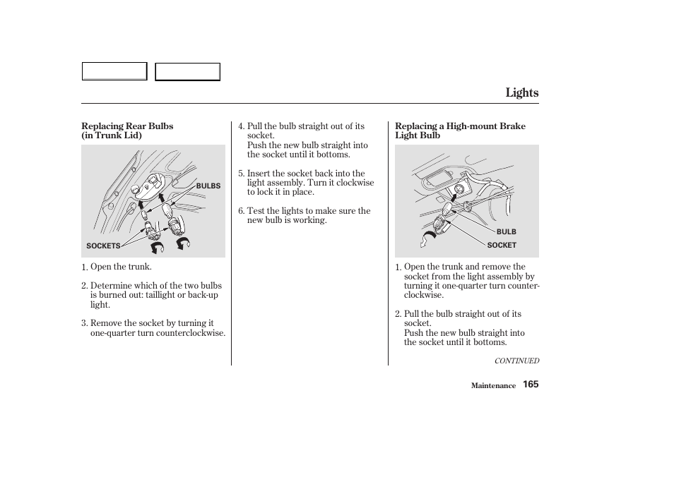 Lights | HONDA 2004 Civic Hybrid - Owner's Manual User Manual | Page 168 / 231