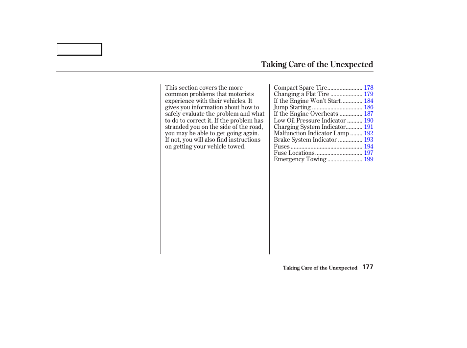 Taking care of the unexpected | HONDA 2004 Civic Hybrid - Owner's Manual User Manual | Page 180 / 231