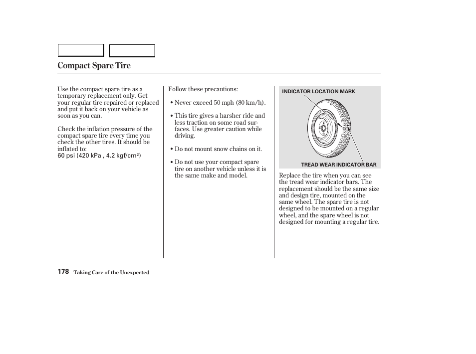 Compact spare tire | HONDA 2004 Civic Hybrid - Owner's Manual User Manual | Page 181 / 231