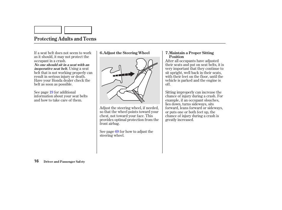 Protecting adults and teens | HONDA 2004 Civic Hybrid - Owner's Manual User Manual | Page 19 / 231