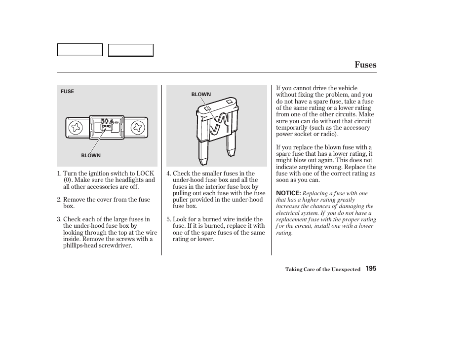 Fuses | HONDA 2004 Civic Hybrid - Owner's Manual User Manual | Page 198 / 231