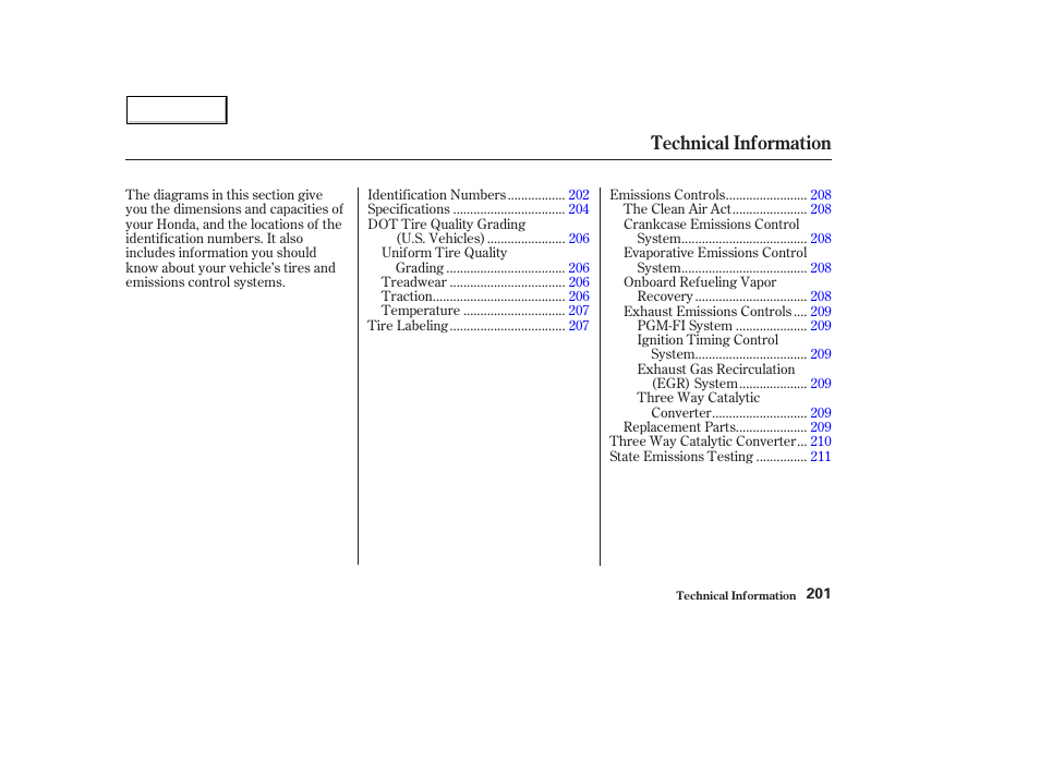 Technical information | HONDA 2004 Civic Hybrid - Owner's Manual User Manual | Page 204 / 231