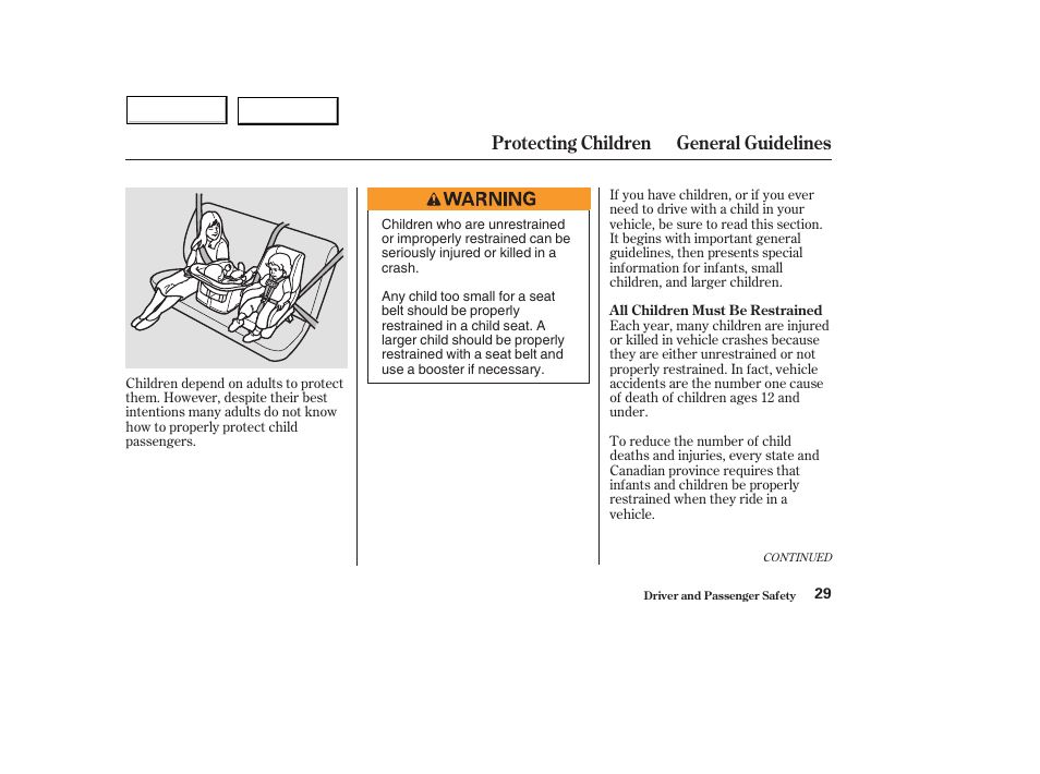 Protecting children general guidelines | HONDA 2004 Civic Hybrid - Owner's Manual User Manual | Page 32 / 231