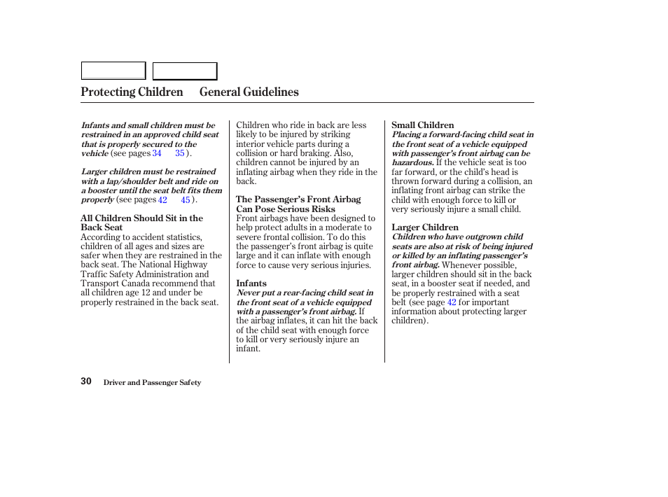 Protecting children general guidelines | HONDA 2004 Civic Hybrid - Owner's Manual User Manual | Page 33 / 231