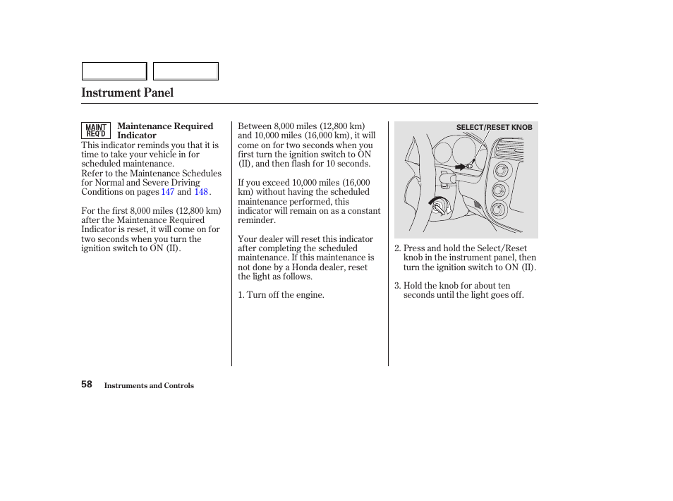 Instrument panel | HONDA 2004 Civic Hybrid - Owner's Manual User Manual | Page 61 / 231