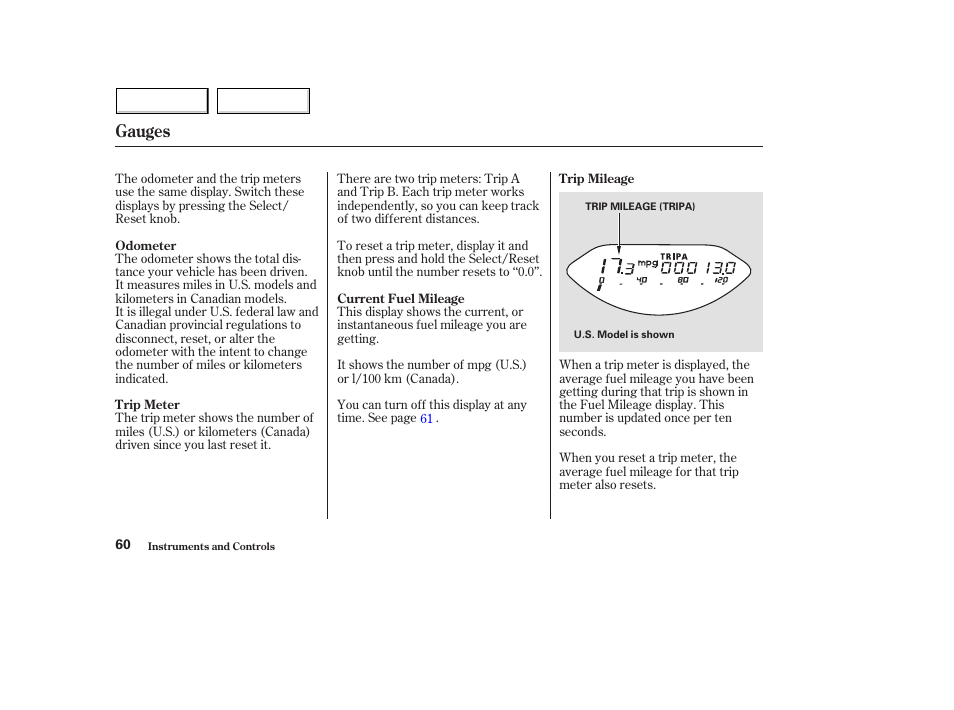 Gauges | HONDA 2004 Civic Hybrid - Owner's Manual User Manual | Page 63 / 231