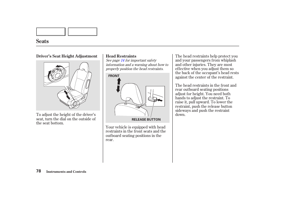 Seats | HONDA 2004 Civic Hybrid - Owner's Manual User Manual | Page 81 / 231