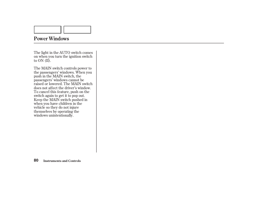 Power windows | HONDA 2004 Civic Hybrid - Owner's Manual User Manual | Page 83 / 231