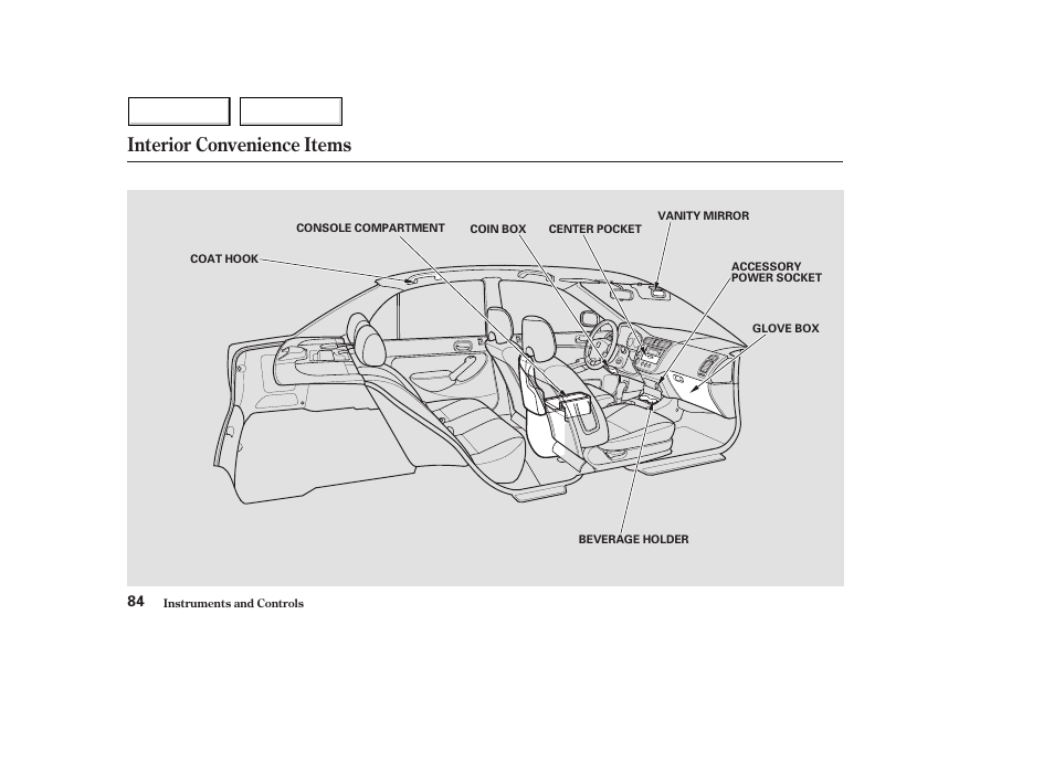 Interior convenience items | HONDA 2004 Civic Hybrid - Owner's Manual User Manual | Page 87 / 231