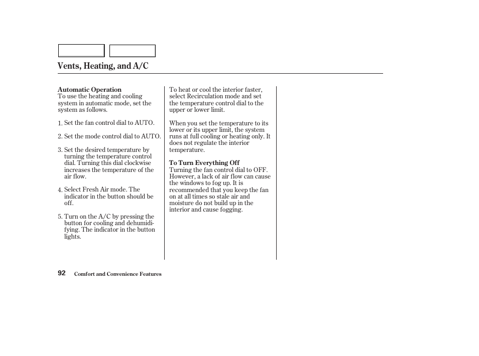 Vents, heating, and a/c | HONDA 2004 Civic Hybrid - Owner's Manual User Manual | Page 95 / 231