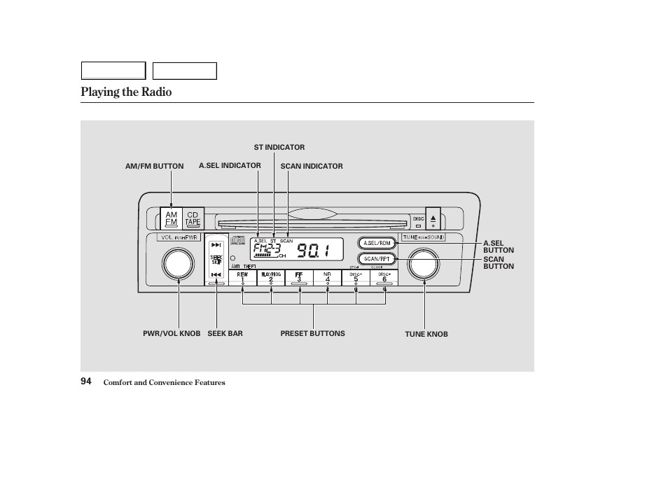 Playing the radio | HONDA 2004 Civic Hybrid - Owner's Manual User Manual | Page 97 / 231