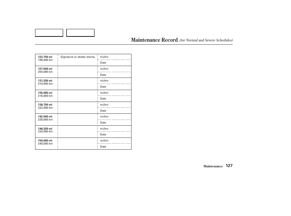 Maintenance record | HONDA 2004 S2000 - Owner's Manual User Manual | Page 130 / 208