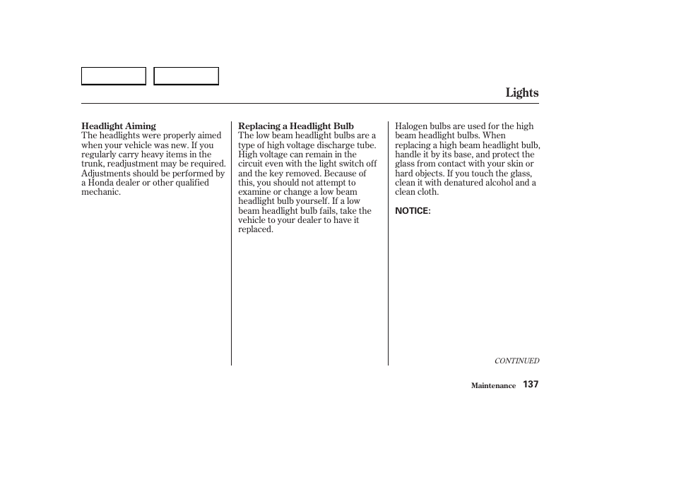 Lights | HONDA 2004 S2000 - Owner's Manual User Manual | Page 140 / 208