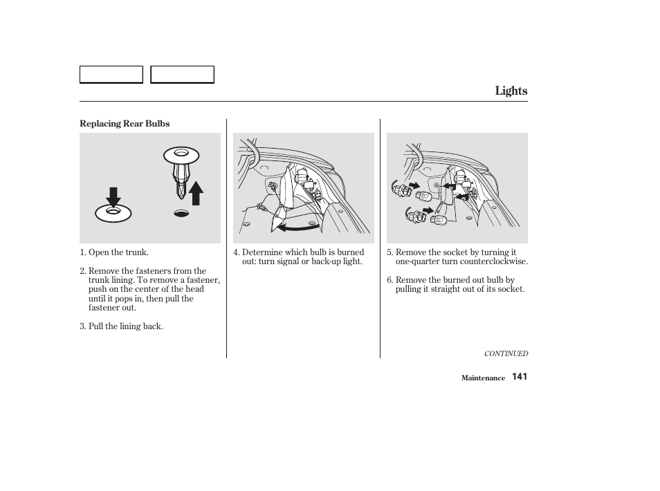 Lights | HONDA 2004 S2000 - Owner's Manual User Manual | Page 144 / 208