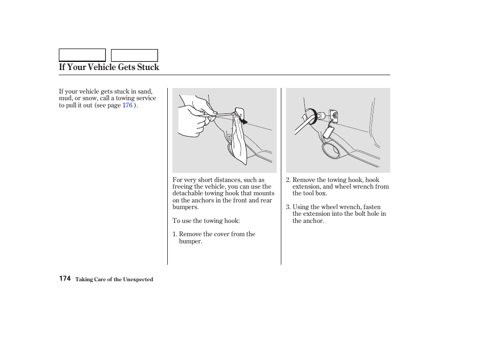 If your vehicle gets stuck | HONDA 2004 S2000 - Owner's Manual User Manual | Page 177 / 208