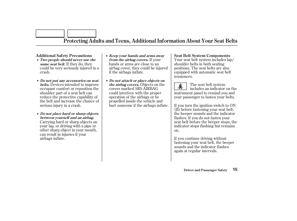 HONDA 2004 S2000 - Owner's Manual User Manual | Page 18 / 208