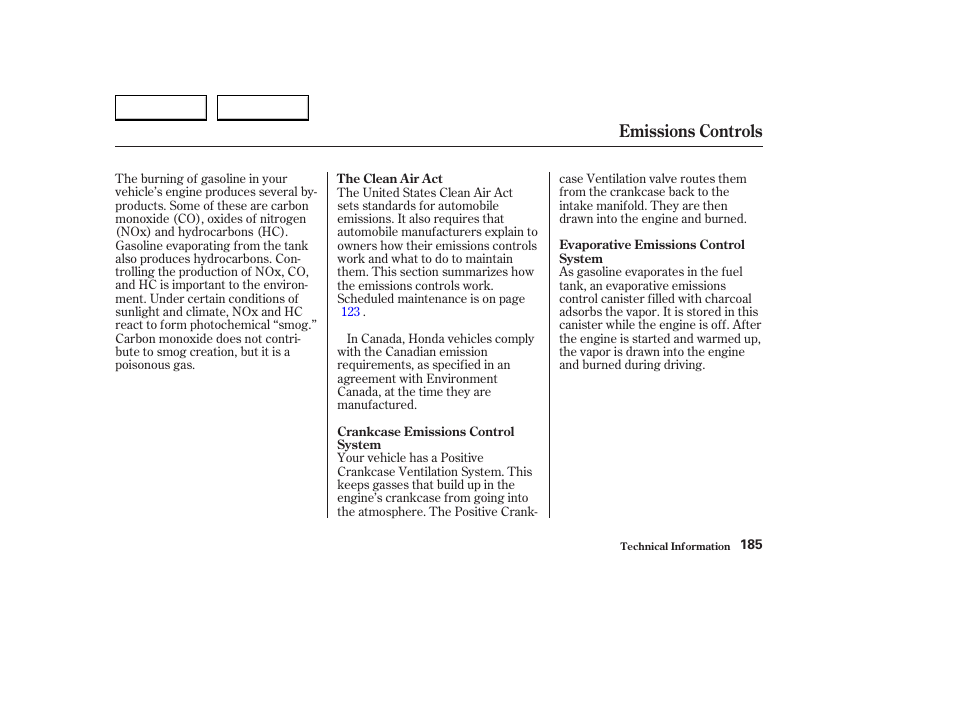 Emissions controls | HONDA 2004 S2000 - Owner's Manual User Manual | Page 188 / 208