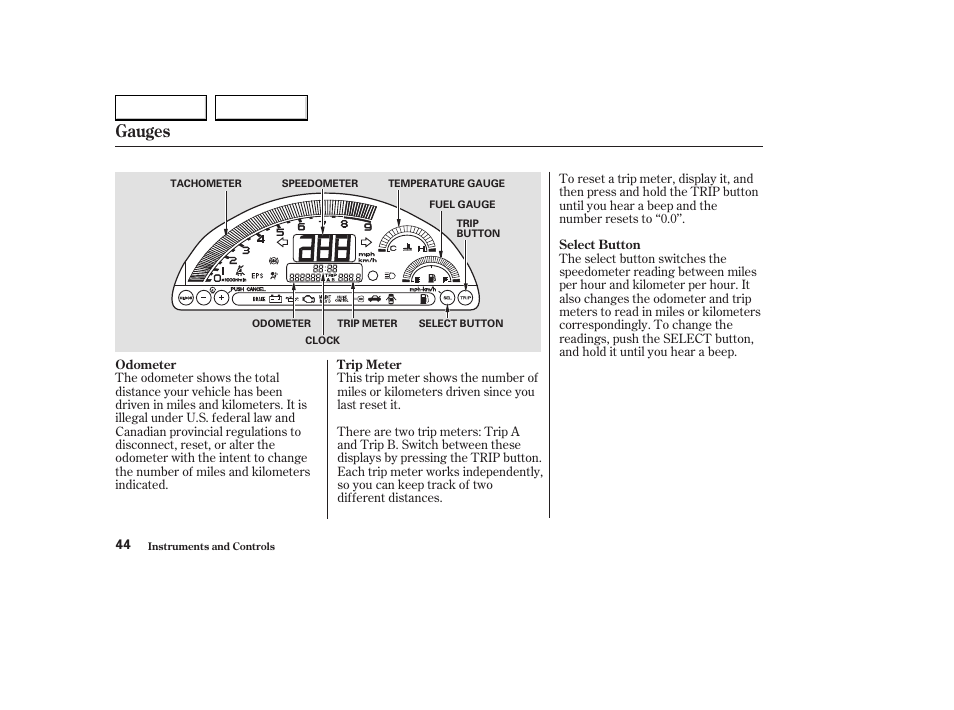 Gauges | HONDA 2004 S2000 - Owner's Manual User Manual | Page 47 / 208