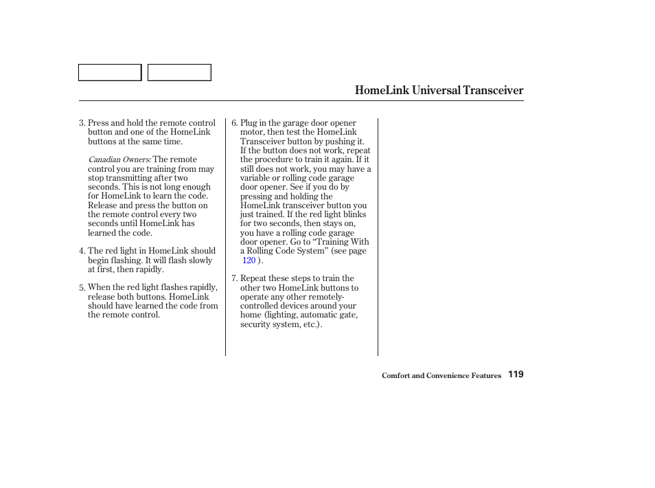 Homelink universal transceiver | HONDA 2004 Pilot - Owner's Manual User Manual | Page 123 / 248