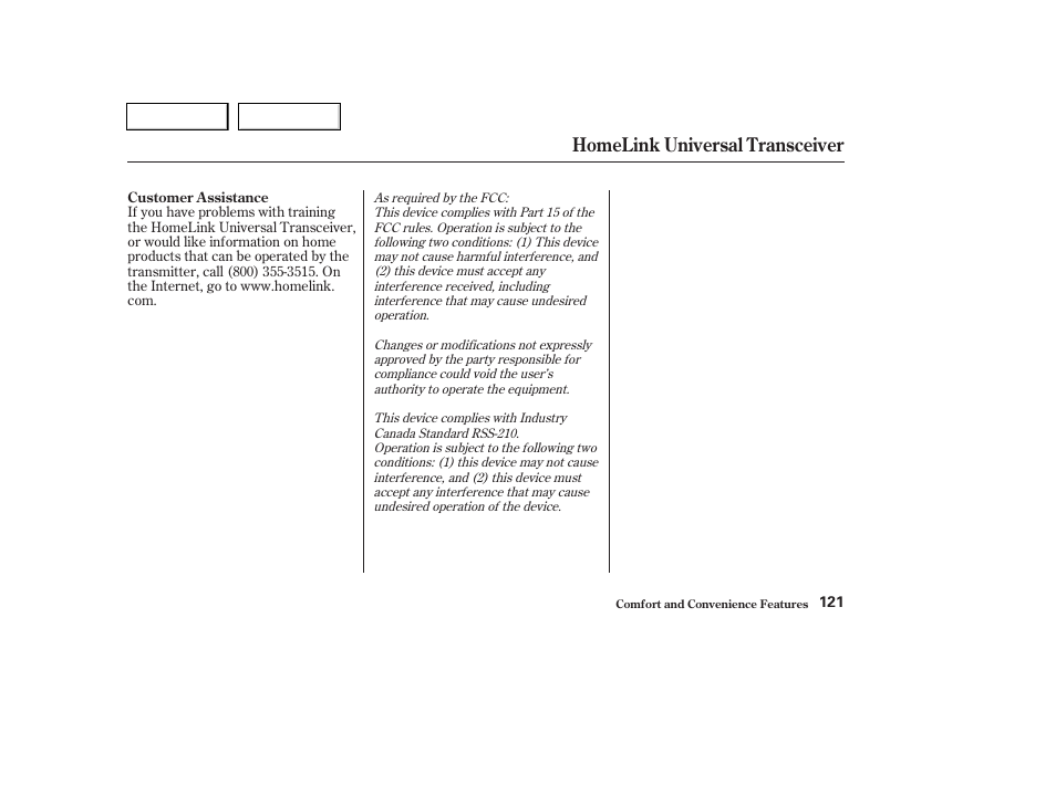 Homelink universal transceiver | HONDA 2004 Pilot - Owner's Manual User Manual | Page 125 / 248