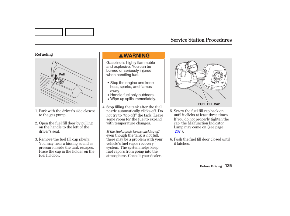 Service station procedures | HONDA 2004 Pilot - Owner's Manual User Manual | Page 129 / 248