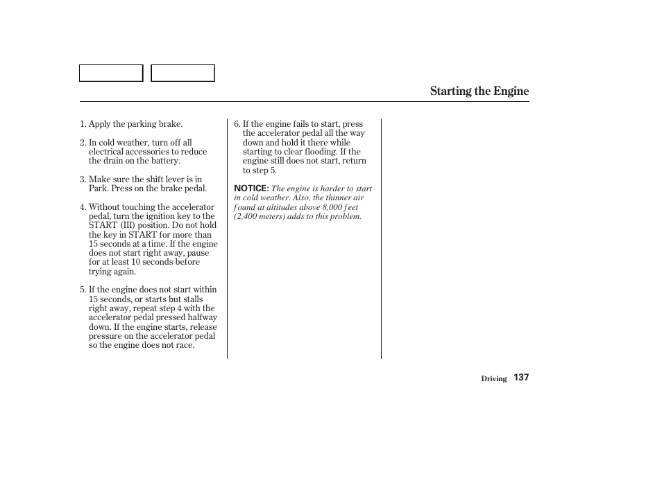 Starting the engine | HONDA 2004 Pilot - Owner's Manual User Manual | Page 141 / 248