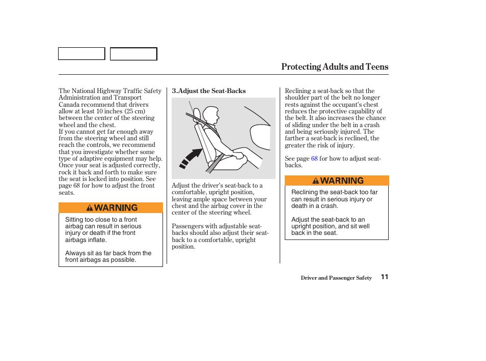 Protecting adults and teens | HONDA 2004 Pilot - Owner's Manual User Manual | Page 15 / 248