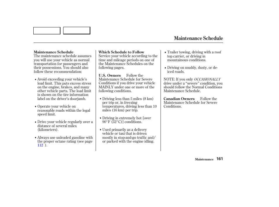 Maintenance schedule | HONDA 2004 Pilot - Owner's Manual User Manual | Page 165 / 248