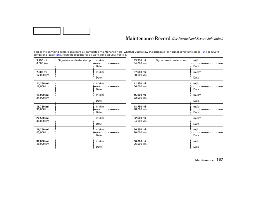 Maintenance record | HONDA 2004 Pilot - Owner's Manual User Manual | Page 171 / 248