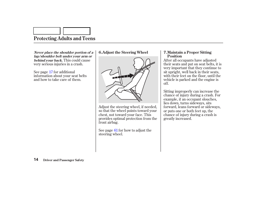 Protecting adults and teens | HONDA 2004 Pilot - Owner's Manual User Manual | Page 18 / 248