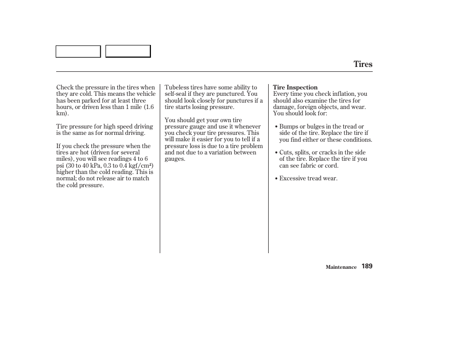 Tires | HONDA 2004 Pilot - Owner's Manual User Manual | Page 193 / 248