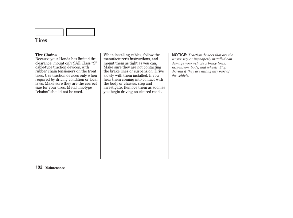 Tires | HONDA 2004 Pilot - Owner's Manual User Manual | Page 196 / 248