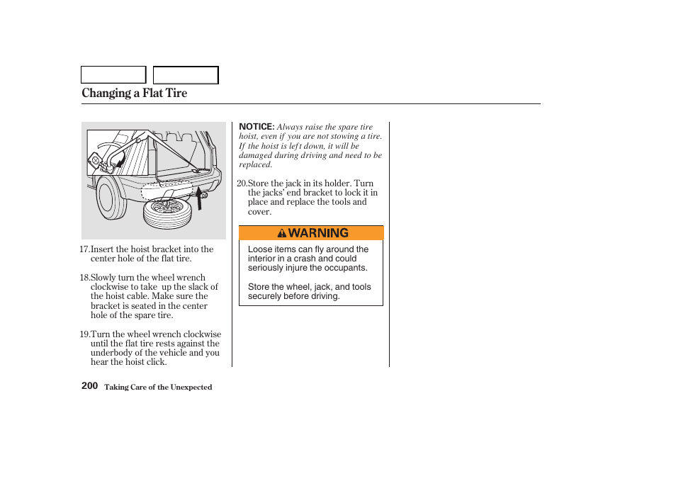 Changing a flat tire | HONDA 2004 Pilot - Owner's Manual User Manual | Page 204 / 248