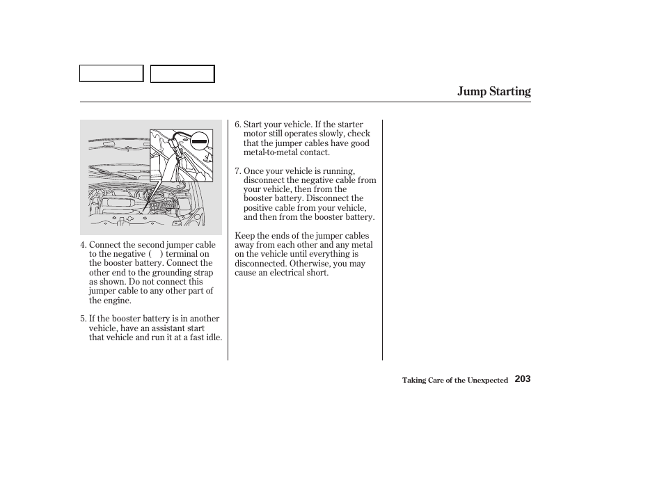 Jump starting | HONDA 2004 Pilot - Owner's Manual User Manual | Page 207 / 248