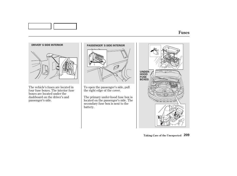 Fuses | HONDA 2004 Pilot - Owner's Manual User Manual | Page 213 / 248