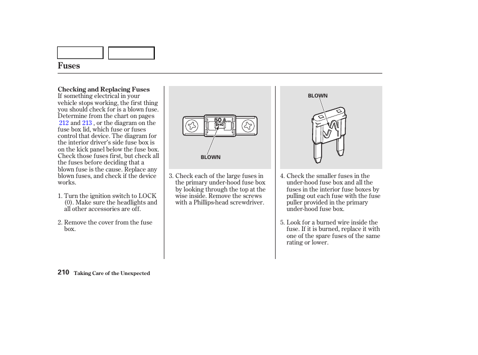 Fuses | HONDA 2004 Pilot - Owner's Manual User Manual | Page 214 / 248