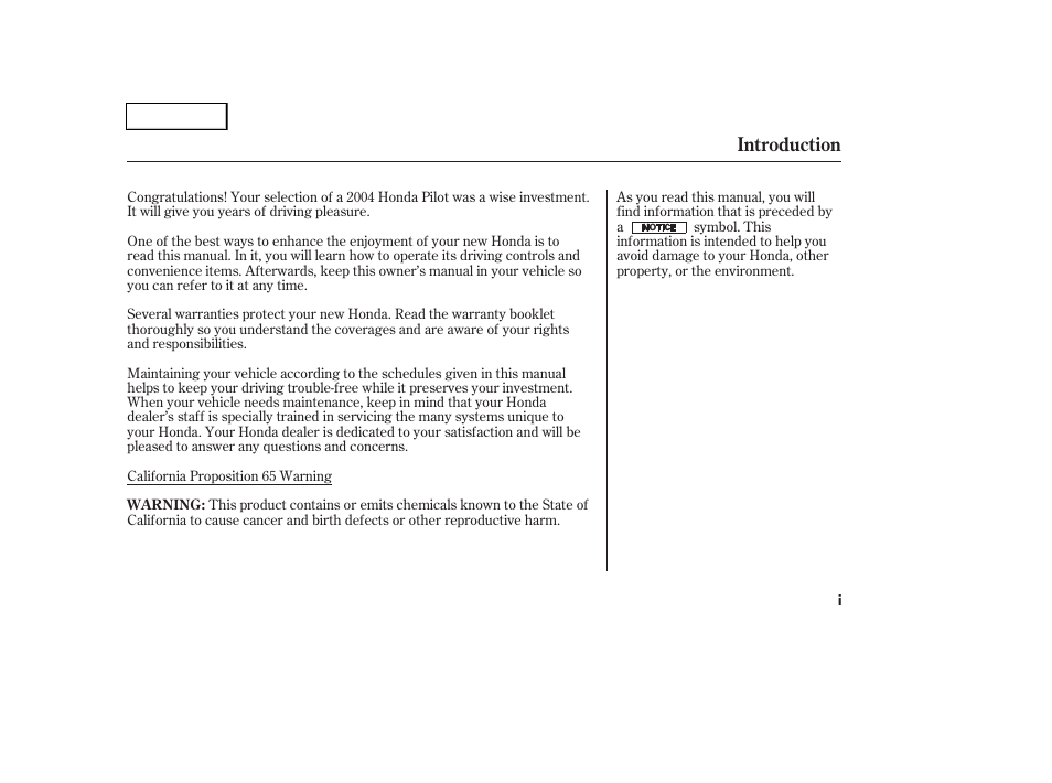 Introduction | HONDA 2004 Pilot - Owner's Manual User Manual | Page 3 / 248