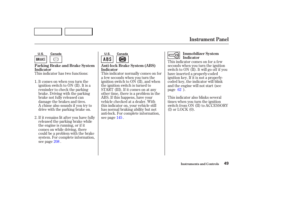 Instrument panel | HONDA 2004 Pilot - Owner's Manual User Manual | Page 53 / 248