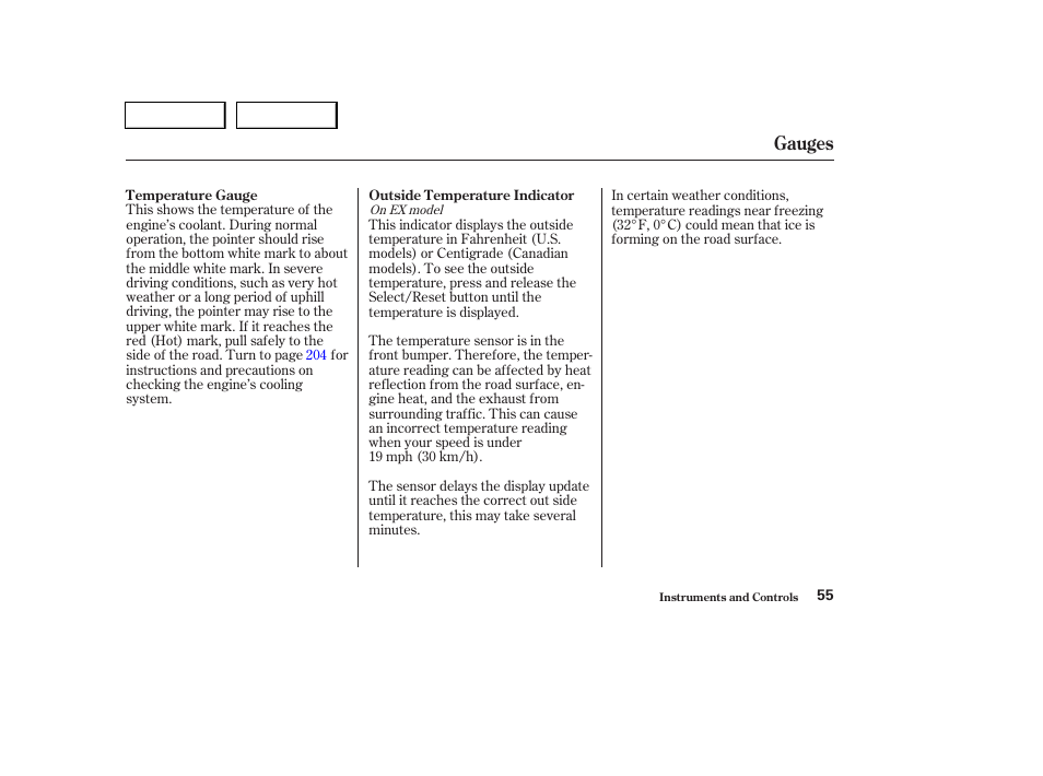 Gauges | HONDA 2004 Pilot - Owner's Manual User Manual | Page 59 / 248