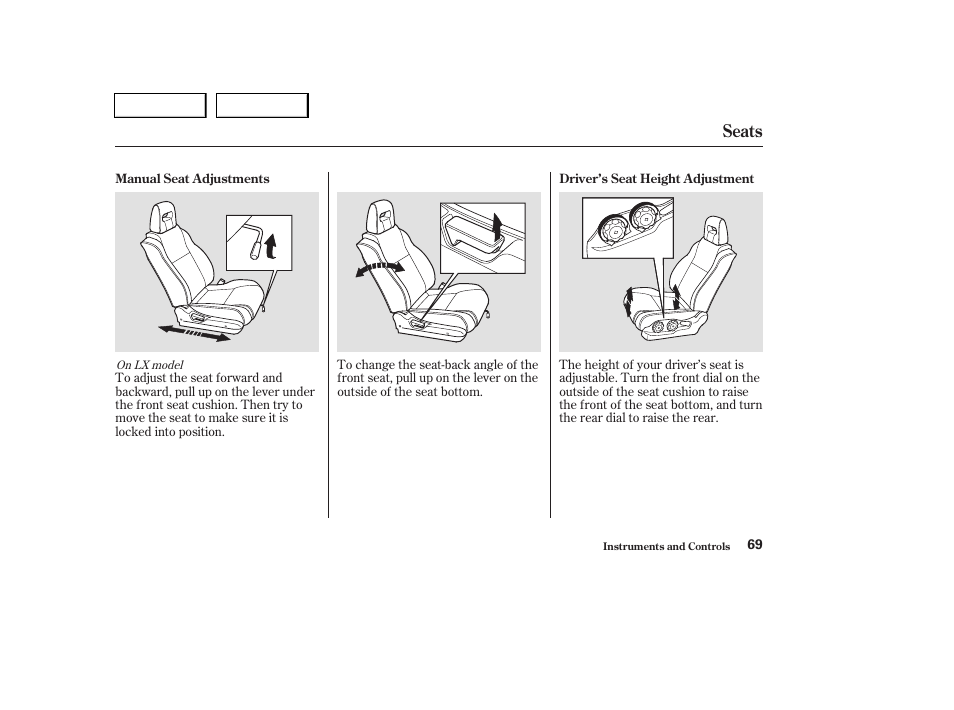 Seats | HONDA 2004 Pilot - Owner's Manual User Manual | Page 73 / 248