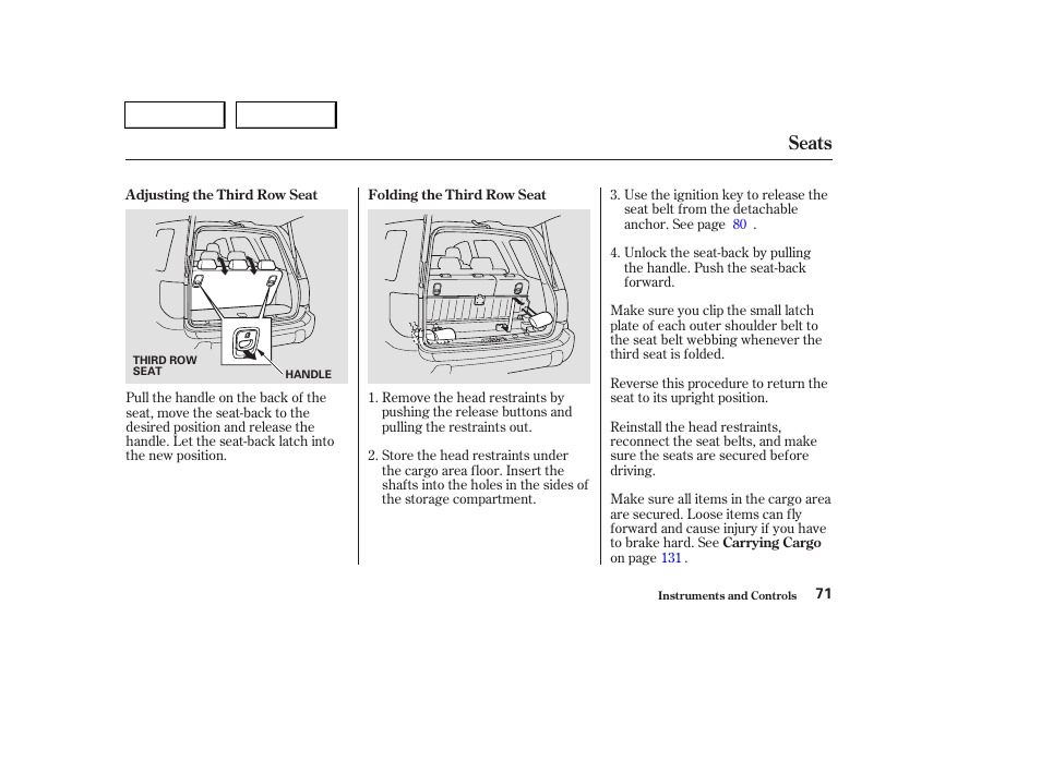 Seats | HONDA 2004 Pilot - Owner's Manual User Manual | Page 75 / 248