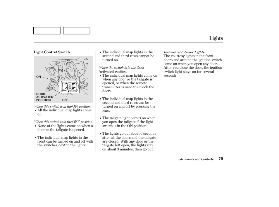 Lights | HONDA 2004 Pilot - Owner's Manual User Manual | Page 83 / 248